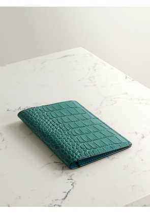 Smythson - Mara Croc-effect Leather Passport Holder - Blue - One size