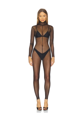 Norma Kamali Long Sleeve Slim Fit Turtleneck Catsuit in Black. Size M. Also in S, XS.