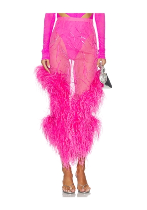 Lapointe Feather Embroidery Skirt in Pink. Size S. Also in M.