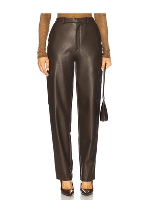Lapointe Stretch Faux Leather Tapered Pant in Brown. Size 0. Also in 4, 8.