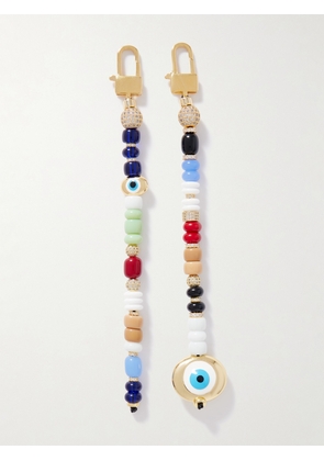 Martha Calvo - Protection Set Of Two Gold-plated, Glass, Enamel And Crystal Bag Charms - Multi - One size