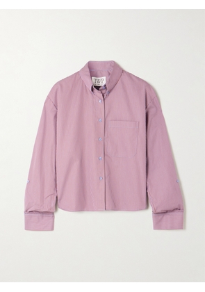 TWP - J.d. Cropped Striped Cotton-poplin Shirt - Pink - xx small,x small,small,medium,large,x large