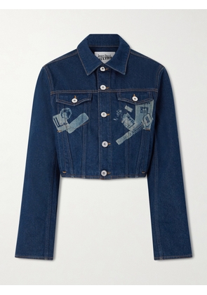 Jean Paul Gaultier - Cropped Printed Denim Jacket - Blue - xx small,x small,small,medium,large,x large