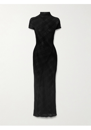 Jean Paul Gaultier - Embellished Checked Ribbed-knit Turtleneck Maxi Dress - Black - x small,small,medium,large,x large