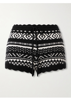 ALIX OF BOHEMIA - Shea Scalloped Cotton-jacquard Shorts - Black - x small,small,medium,large,x large