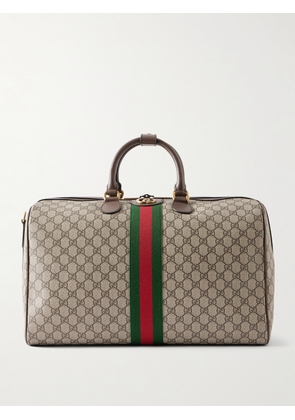 Gucci - Savoy Leather And Webbing-trimmed Printed Coated-canvas Tote - Neutrals - One size