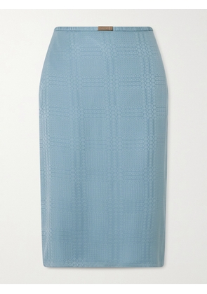 Gucci - Logo-detailed Silk-jacquard Midi Skirt - Blue - IT38,IT40,IT42