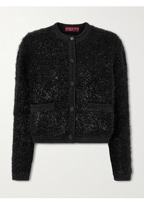 Gucci - Cropped Metallic Knitted Cardigan - Black - x small,small,medium,large,x large