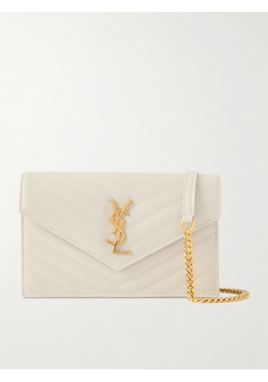 SAINT LAURENT - Cassandre Quilted Full-grain Leather Shoulder Bag - White - One size