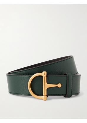 Gucci - Horsebit-detailed Textured-leather Belt - Green - 75,80,85,90,95