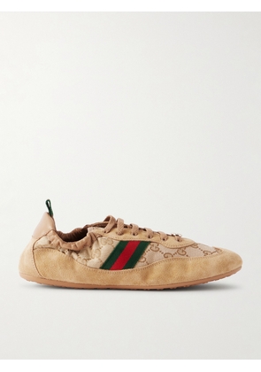 Gucci - Shift Webbing And Leather-trimmed Canvas-jacquard And Suede Sneakers - Brown - IT36,IT36.5,IT37,IT37.5,IT38,IT38.5,IT39,IT40,IT41