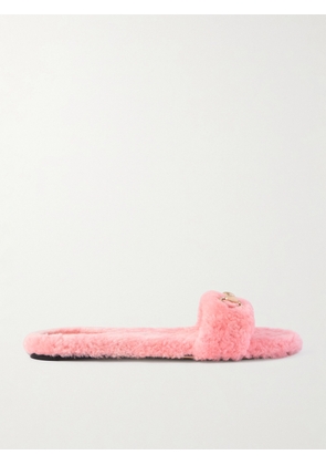 Gucci - Horsebit-embellished Shearling Slides - Pink - IT37,IT38,IT39,IT40,IT41