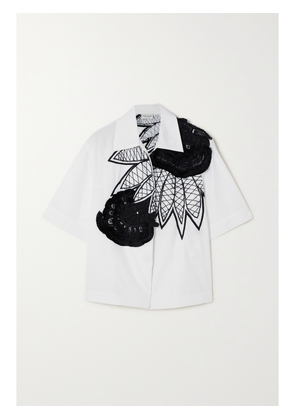 Dries Van Noten - Tasseled Beaded Embroidered Cotton-poplin Shirt - White - x small,small,medium,large