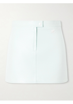 COURREGES - Appliquéd Coated Cotton-blend Mini Skirt - Green - FR 34,FR 36,FR 38,FR 40,FR 42,FR 44