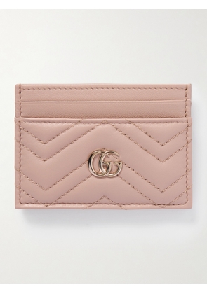 Gucci - Gg Marmont Quilted Textured-leather Cardholder - Neutrals - One size