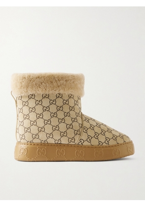 Gucci - Logo-print Suede And Shearling Ankle Boots - Neutrals - IT37,IT37.5,IT38,IT38.5,IT39,IT39.5,IT40,IT40.5,IT41