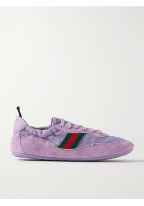 Gucci - Shift Webbing And Leather-trimmed Mesh And Suede Sneakers - Purple - IT36,IT37,IT37.5,IT38,IT38.5,IT39,IT40,IT41
