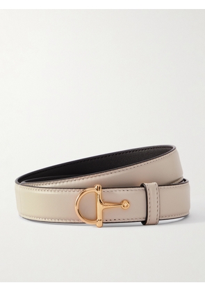 Gucci - Horsebit-detailed Textured-leather Belt - Ivory - 75,80,85,90,95