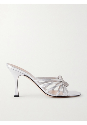Gucci - Crystal-embellished Metallic Leather Sandals - Silver - IT36,IT37,IT38,IT39,IT40,IT41