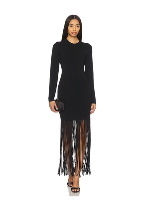 NICHOLAS Fiorella Long Sleeve Dress With Fringe in Black. Size S. Also in XS.