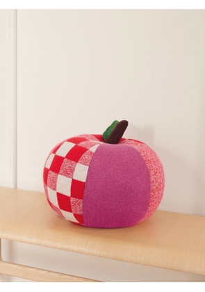 The Elder Statesman - Apple Stuffie Checked Cashmere Cushion - Pink - One size
