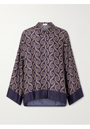 Faithfull - Cora Printed Satin Shirt - Blue - x small,small,medium,large,x large