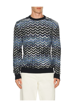 Missoni Crewneck Sweater in Blue. Size 48. Also in 46, 50, 52.