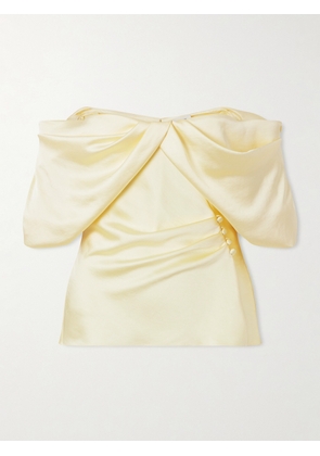 MCQUEEN - Off-the-shoulder Satin Top - Cream - IT38,IT40,IT42