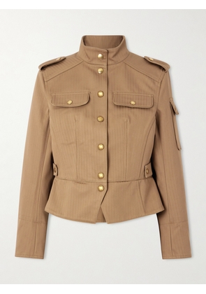 MCQUEEN - Herringbone Cotton Peplum Jacket - Neutrals - IT38,IT40,IT42