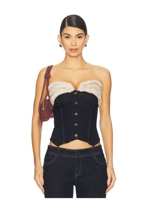 OW Collection Desi Corset Top in Blue. Size L. Also in M, S.