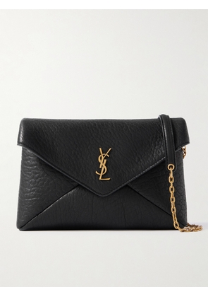SAINT LAURENT - Cassandre Textured-leather Shoulder Bag - Black - One size