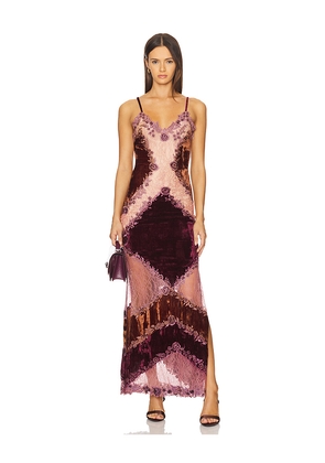 LA FUORI Julia Purple Lace Slip Dress in Rose. Size L. Also in M, S, XS.