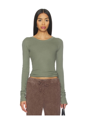 LA Made Long Sleeve Thermal Tee in Olive. Size L. Also in M, S, XL, XS.