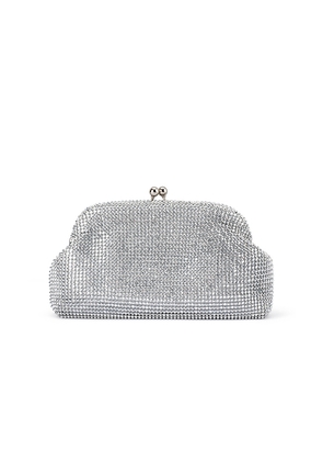 olga berg Ela Crystal Clutch in Metallic Silver.