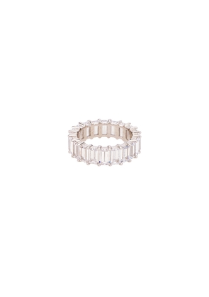 The M Jewelers NY The Emerald Cut Pave Ring in Metallic Silver. Size 5. Also in 8.