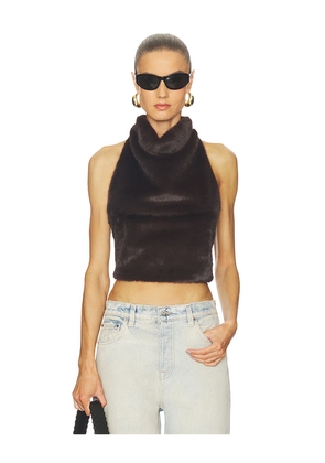 Line & Dot Cassidy Faux Fur Top in Brown. Size L. Also in M, S, XS.