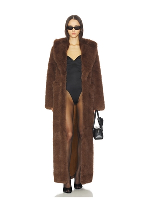 Lovers and Friends x Christina Elezaj Vincent Faux Fur Coat in Brown. Size L. Also in M, S, XL, XS, XXS.