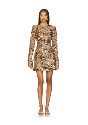Nadine Merabi Camile Embellished Sequin Long Sleeve Mini Dress in Multi in Metallic Gold. Size 10/L. Also in 4/S, 8/M.