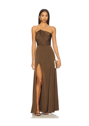 NBD Clara Gown in Brown. Size L. Also in M, S, XL, XS, XXS.
