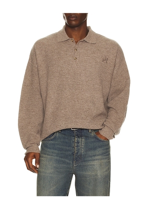 Malbon Golf Gauge Waffle Knit Polo in Taupe. Size L. Also in M, S, XL/1X.