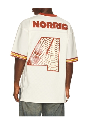 Mitchell & Ness x McLaren Formula 1 Norris Legacy Jersey in Cream. Size L. Also in M, S, XL/1X.