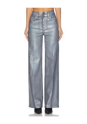 PAIGE Sasha Wide Leg Jeans in Metallic Silver. Size 34. Also in 33.