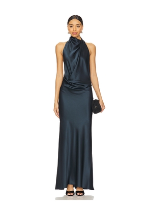 The Sei Halter Drape Bias Dress in Navy. Size 2. Also in 8.