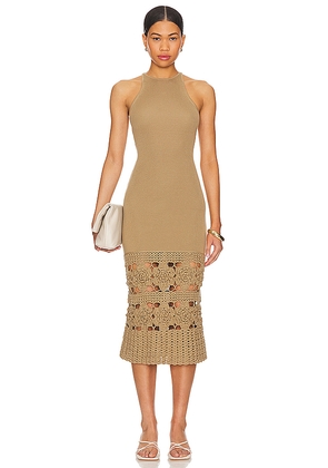 Tularosa Finley Crochet Midi Dress in Tan. Size L. Also in M.