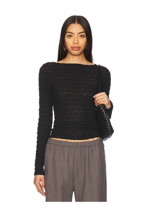 Sanctuary Long Sleeve Boat Neck T Shirt in Black. Size XL. Also in XS.