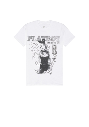 Playboy Real Games Tee in White. Size S. Also in XL/1X.