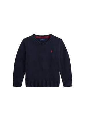 Polo Ralph Lauren Long Sleeve Combed Crewneck Sweater in Navy. Size 2. Also in 3, 4, 5, 6.