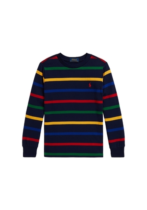 Polo Ralph Lauren Long Sleeve Colorblocked Stripe T-Shirt in Navy. Size 4. Also in 5, 6.