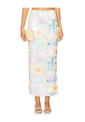 Show Me Your Mumu Sunlight Midi Skirt in Pink. Size M. Also in S, XL, XS.