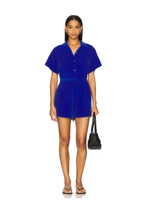 SUNDRY Loop Terry Romper in Blue. Size M. Also in S, XS.